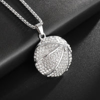 Hip-Hop Cubic Synthetic Zircon Basketball Pendant Necklace 🏀