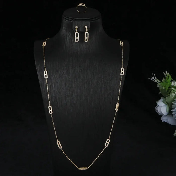 Dainty Choker Earring Ring Sets Stackable Long Necklace jewelry 💎