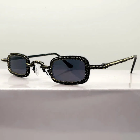 Women'S Small Square Diamond Sunglasses Metal Luxury Rectangle Rhinestone UV400 Multicolor Shades Female Sun Glasses Eyewear
