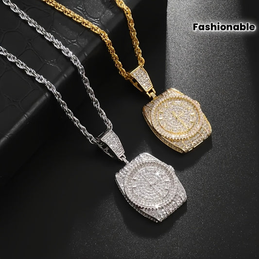 Stylish Pendant Necklace Featuring a Synthetic Synthetic Zircon Watch Design ✨