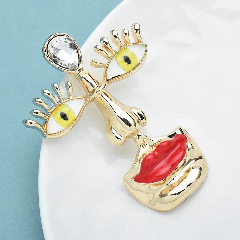 Designer Big Face Brooches For Women Beautiful Enamel Lady Face Figure ✨