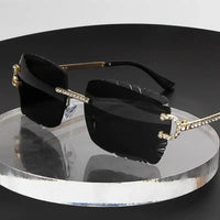 Diamond Cut Lens Shades Eyewear Men Retro Frameless  👓