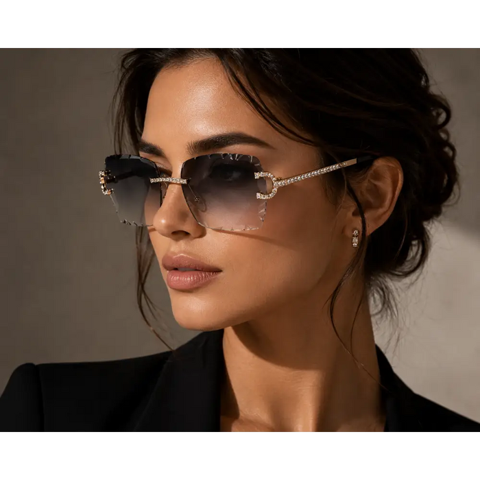 Diamond Cut Lens Shades Eyewear Men Retro Frameless  👓