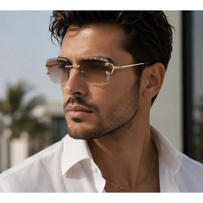Diamond Cut Rimless Metal Men's And Women's Sunglasses 🕶️