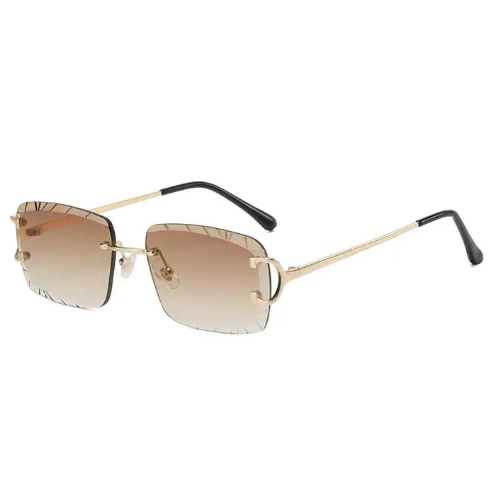 Diamond Cut Rimless Metal Men's And Women's Sunglasses 🕶️