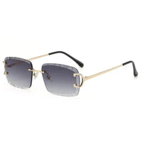 Diamond Cut Rimless Metal Men's And Women's Sunglasses 🕶️