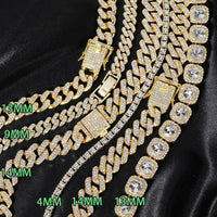 Diamond  Iced Out Tennis Chain Rhinestone Paved Miami Cuban Necklace Jewelry 💎