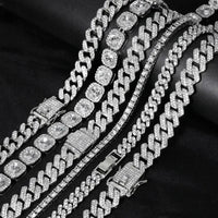 Diamond  Iced Out Tennis Chain Rhinestone Paved Miami Cuban Necklace Jewelry 💎