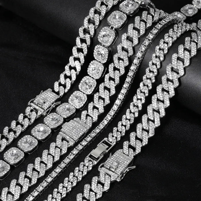 Diamond  Iced Out Tennis Chain Rhinestone Paved Miami Cuban Necklace Jewelry 💎