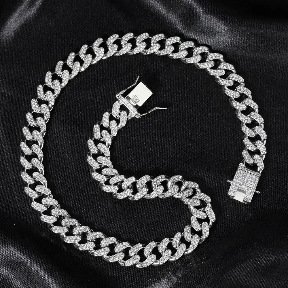 Diamond  Iced Out Tennis Chain Rhinestone Paved Miami Cuban Necklace Jewelry 💎