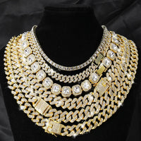 Diamond  Iced Out Tennis Chain Rhinestone Paved Miami Cuban Necklace Jewelry 💎