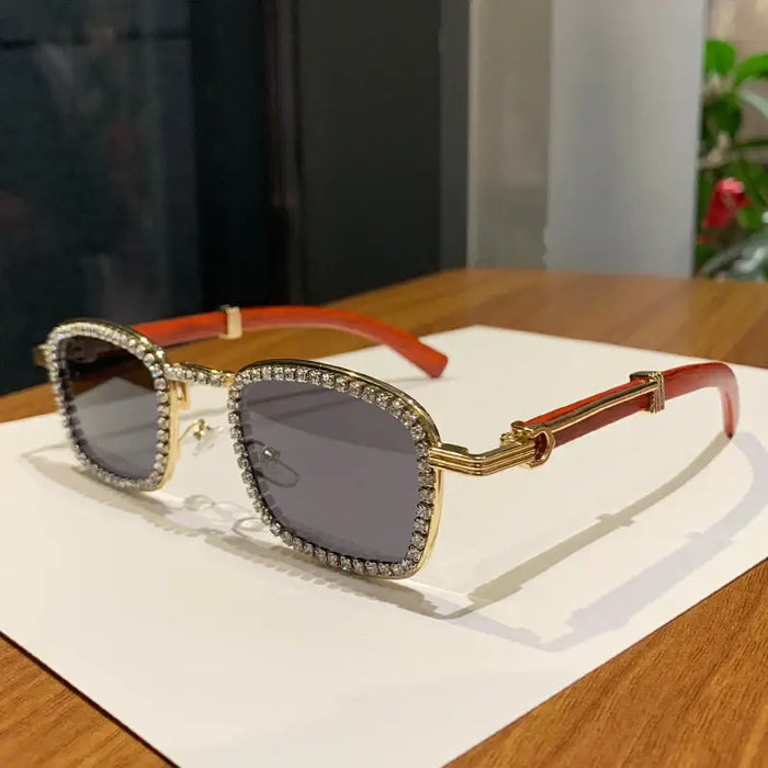 Diamond Vintage Personalized Sunglasses Wood Grain Sunglasses 🕶️