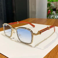 Diamond Vintage Personalized Sunglasses Wood Grain Sunglasses 🕶️