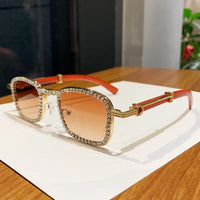 Diamond Vintage Personalized Sunglasses Wood Grain Sunglasses 🕶️