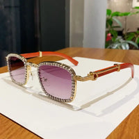 Diamond Vintage Personalized Sunglasses Wood Grain Sunglasses 🕶️