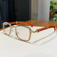 Diamond Vintage Personalized Sunglasses Wood Grain Sunglasses 🕶️