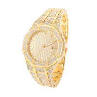 Diamond Watch 2 pieces set of With Bracelet Iced Out Golden Wrist Watches Luxury Brand 💎