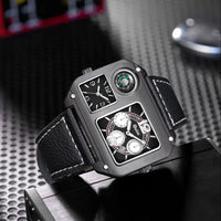 Dual Time Zone Quartz Watch Waterproof Large Dial