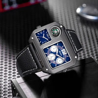 Dual Time Zone Quartz Watch Waterproof Large Dial