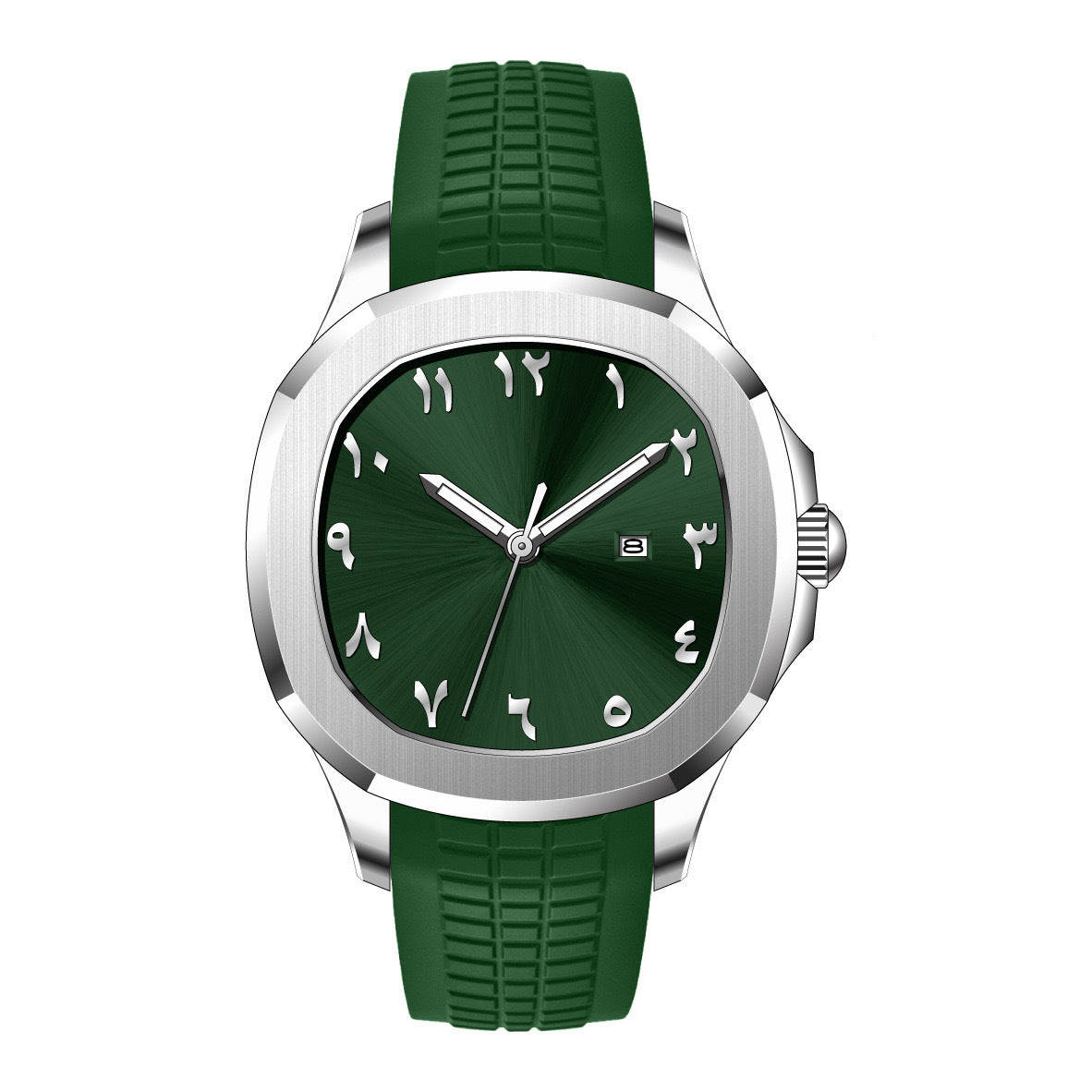 Classic Silicone Strap Square Business Men'S Watch Stainless Steel Case ⏱️