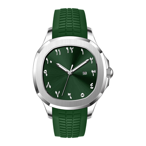 Classic Silicone Strap Square Business Men'S Watch Stainless Steel Case ⏱️