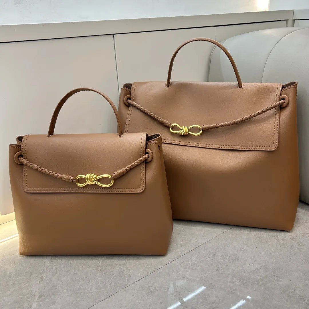 2025 New Handwoven Genuine Leather Flat Weave Handbag Large Capaci Single Oulder Slant Cross Tote Bag for Women