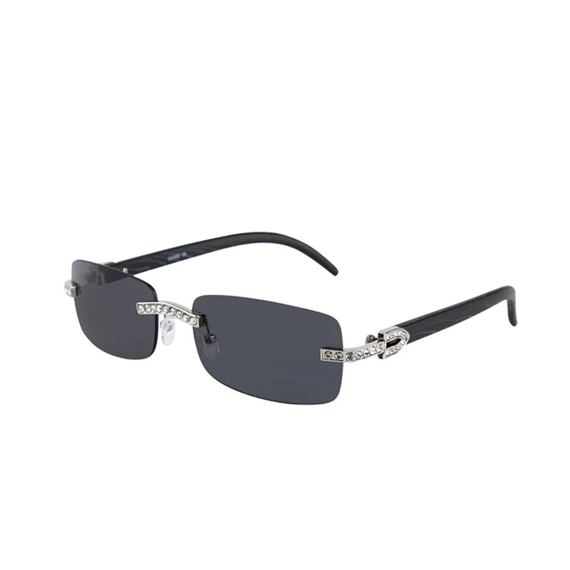 Vintage Fashion New Brand Rimless Rhinestone Sunglasses Popular Diamond Metal Men Women Luxury Design Sun Glasses Unisex