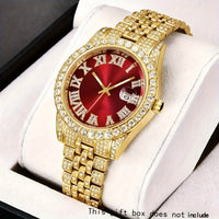 Classic Stainless Steel Strap Quartz Watches for Men Fashion Rhinestone ✨