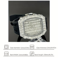 Luxury Ice Watch - Large Square Stainless Steel Case with Sparkling Rhinestone ⌚️