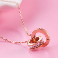 Elegant Stainless Steel Interlocking Circles Infinity Style Roman Numbers Necklace ✨