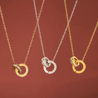 Elegant Stainless Steel Interlocking Circles Infinity Style Roman Numbers Necklace ✨
