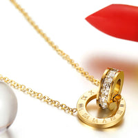 Elegant Stainless Steel Interlocking Circles Infinity Style Roman Numbers Necklace ✨