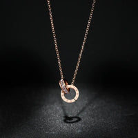 Elegant Stainless Steel Interlocking Circles Infinity Style Roman Numbers Necklace ✨