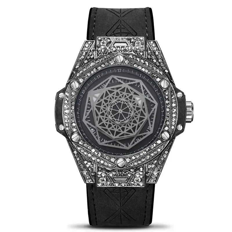 Embedded Diamonds Waterproof Silicone Strap Night Light Sport Watch ⌚️