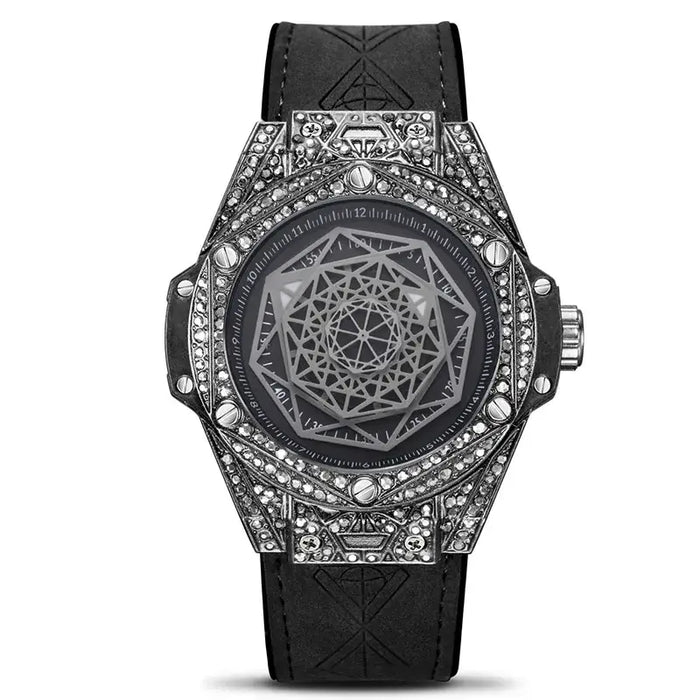 Embedded Diamonds Waterproof Silicone Strap Night Light Sport Watch ⌚️