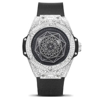 Embedded Diamonds Waterproof Silicone Strap Night Light Sport Watch ⌚️