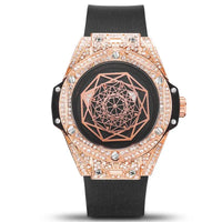 Embedded Diamonds Waterproof Silicone Strap Night Light Sport Watch ⌚️