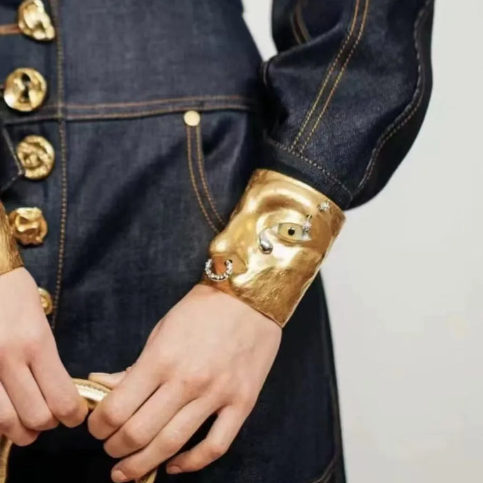 Exaggerated Vintage Alloy Plated Eyes Cuff Bracelet For Women Fashion Jewelry ✨