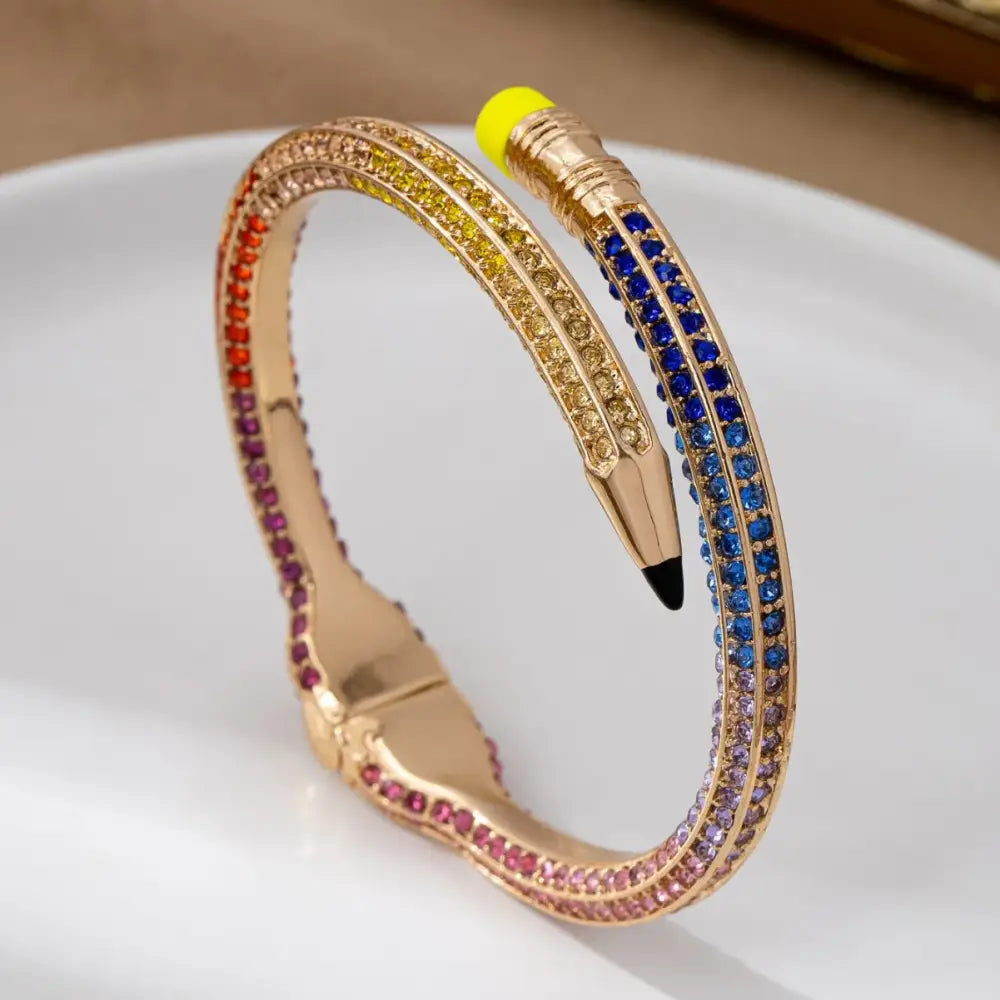 Elegant Colorful Zircon Pencil Cuff Bracelet – Unique Women's Jewelry