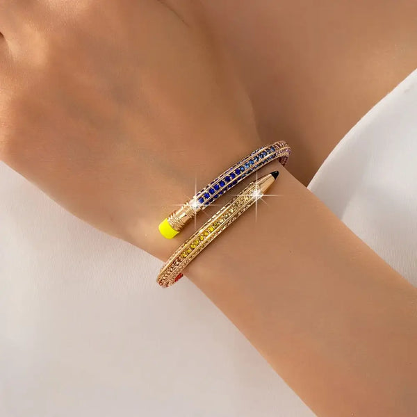 Elegant Colorful Zircon Pencil Cuff Bracelet – Unique Women's Jewelry