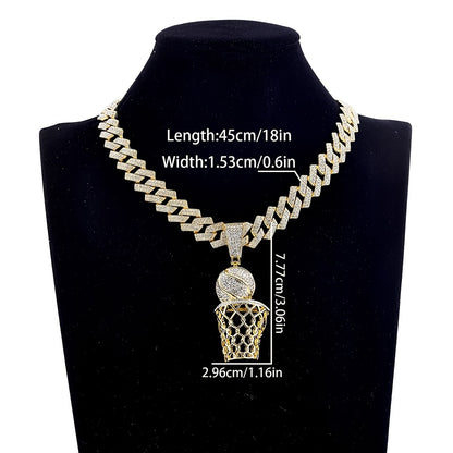 Hip Hop Basketball Hoop Pendant Necklaces Chain 🏀