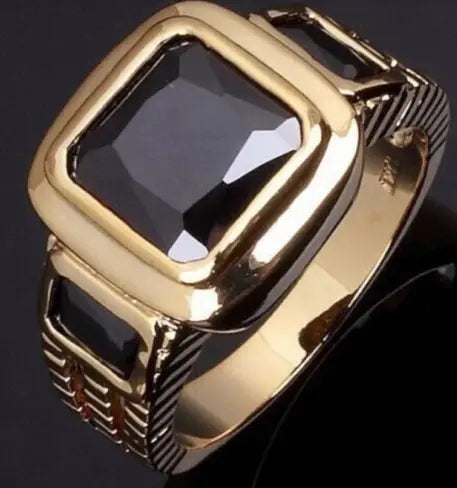 Mens Gold-Plated Micro-Pave Zircon Ring 💍