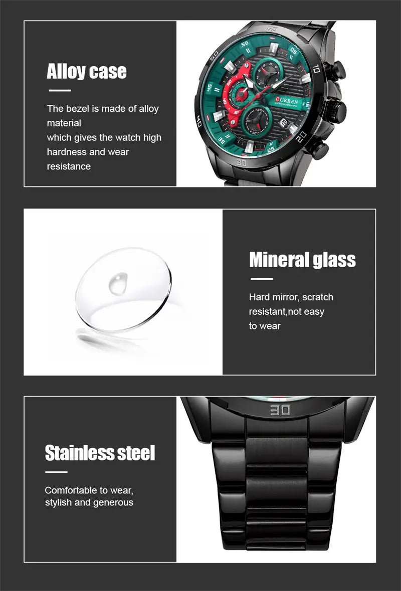 Mens Six-Hand Steel-Strap Motorcycle Watch ✨