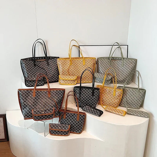 Checkered Tote Bag for Women - Large Canvas Shoulder Purse, Elegant Crossbody Handbag Daily Use, Spacious Work & Shopping Bag