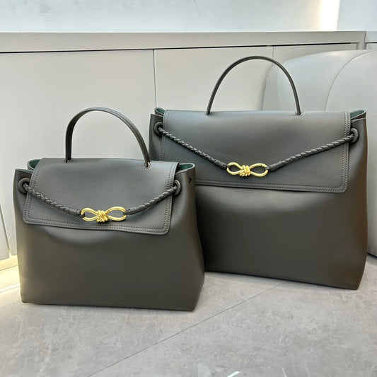 2025 New Handwoven Genuine Leather Flat Weave Handbag Large Capaci Single Oulder Slant Cross Tote Bag for Women