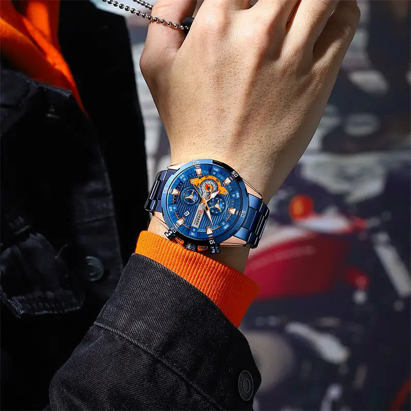 Mens Six-Hand Steel-Strap Motorcycle Watch ✨