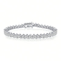 Womens Three-claw Tennis Bracelet With Copper Plating And Zircon Inlays ✨