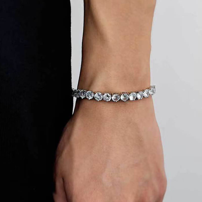 Womens Three-claw Tennis Bracelet With Copper Plating And Zircon Inlays ✨