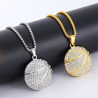 Hip-Hop Cubic Synthetic Zircon Basketball Pendant Necklace 🏀