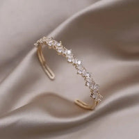Fashion jewelry two-color plated zircon letter X opening bracelet 💎